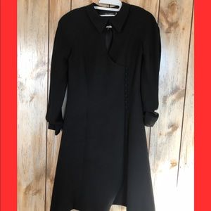 TAHARI..BLACK COLLARED FRONT CLOSURE DRESS SZ.4